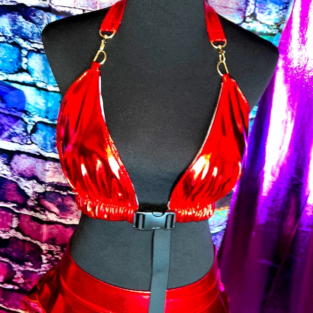 New Red Rave Halter Top - Picture 6 of 12